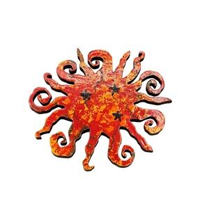 Hand Painted Sun Brooch Celestial Art Jewelry Statement Pin